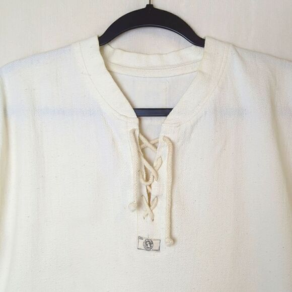 The Earth Collection UK Ivory Cotton Shirt Size Large Fits like a Medium - Picture 2 of 7
